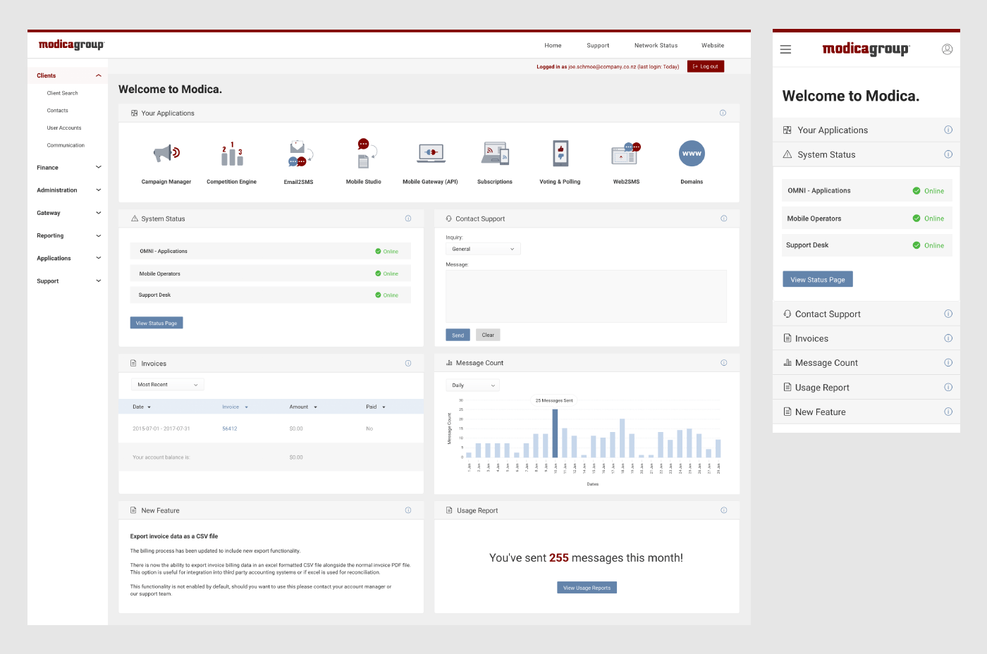 Modica Style Guide - Interface Example